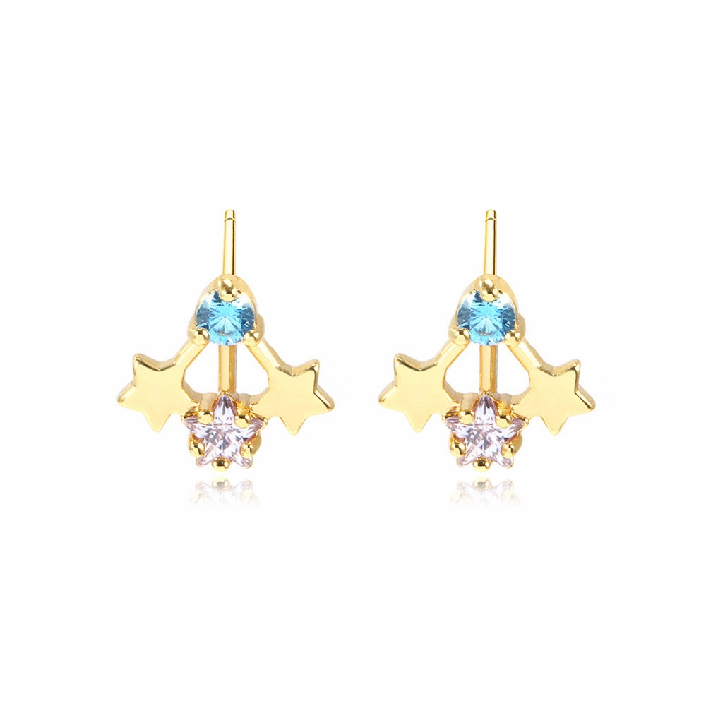 Wholesale 12PCS Geometric Zirconium Copper Earrings