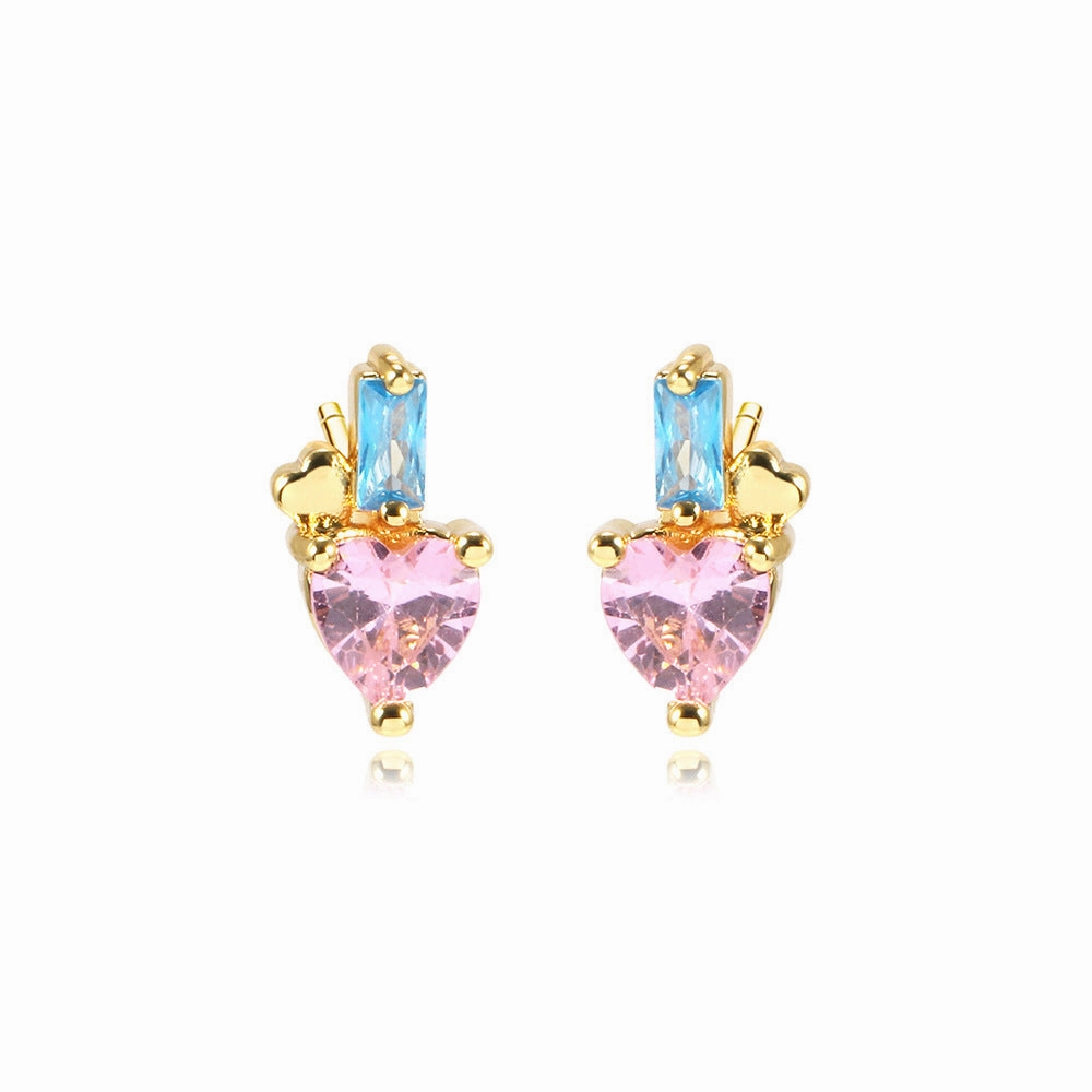 Wholesale 12PCS Geometric Zirconium Copper Earrings
