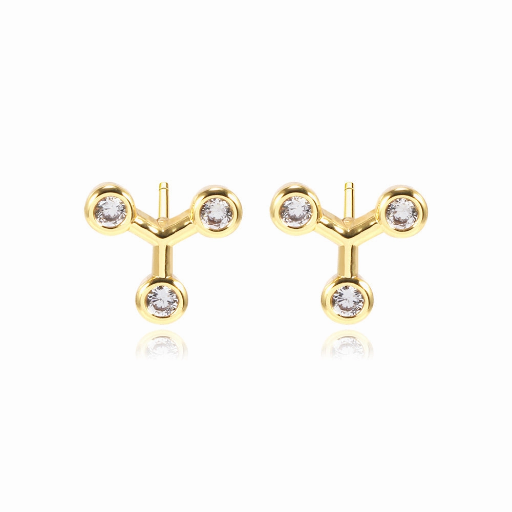 Wholesale 12PCS Geometric Zirconium Copper Earrings