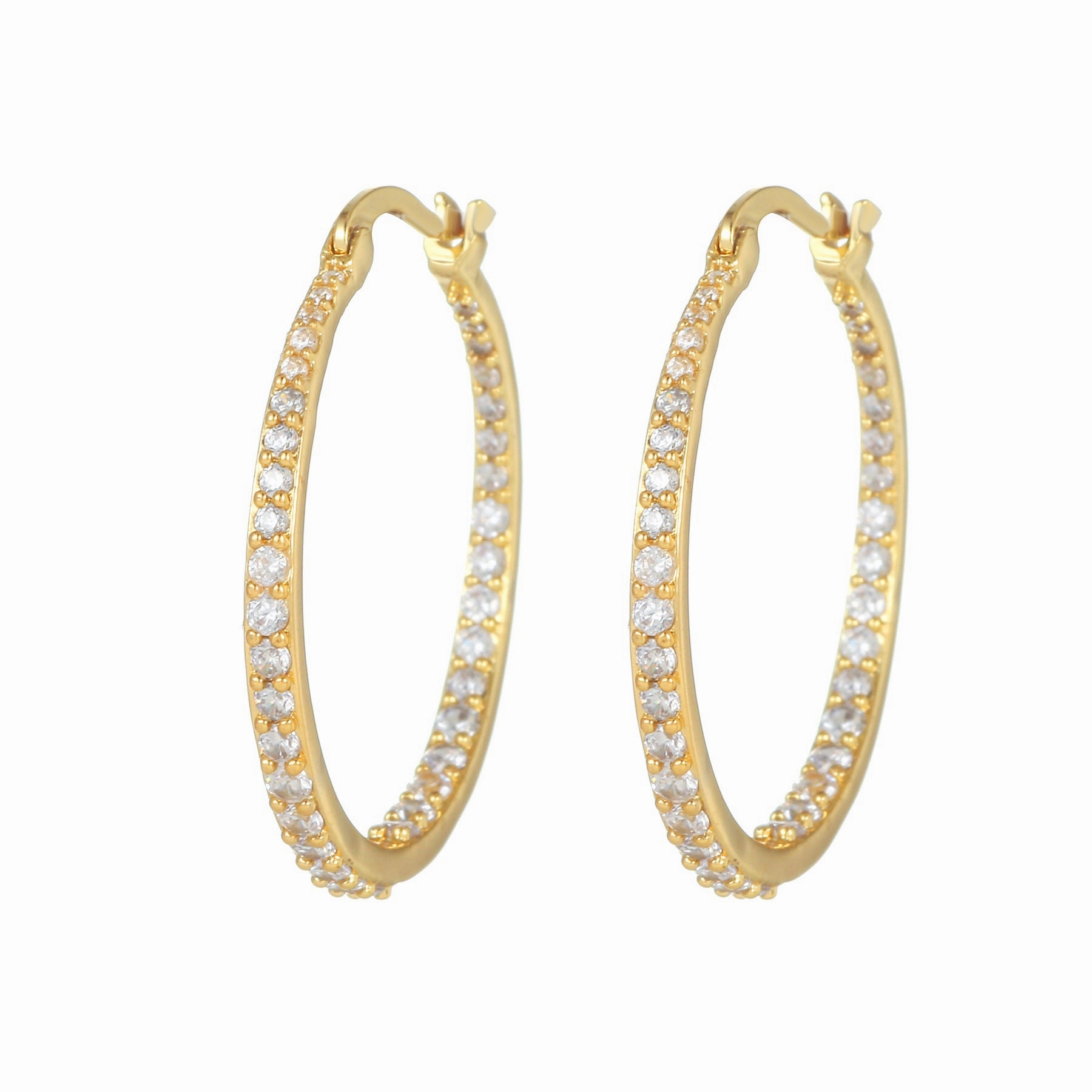 Wholesale 18k Large Circle Micropaved Full Diamond Earrings