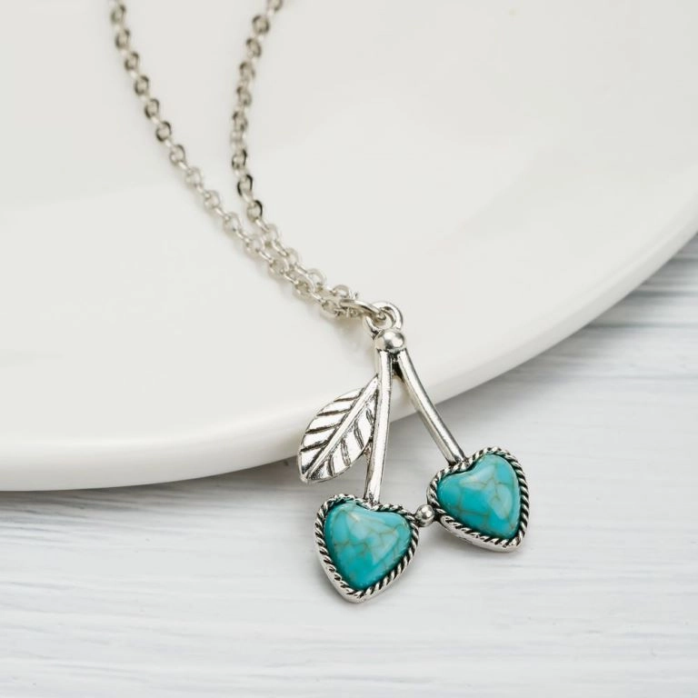 Wholesale 20pcs Turquoise accessories cactus water drop eagle geometric long necklace