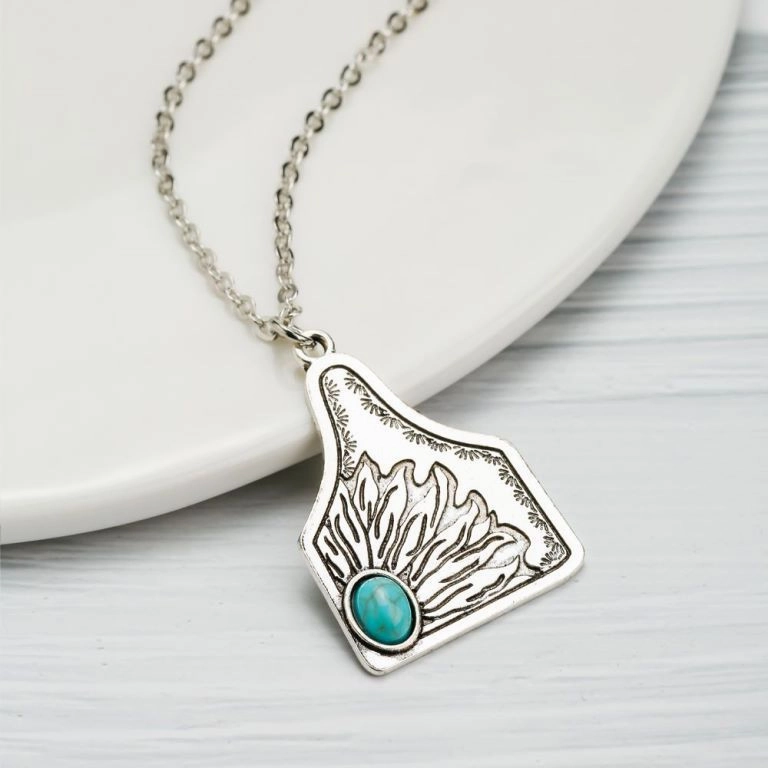 Wholesale 20pcs Turquoise accessories cactus water drop eagle geometric long necklace