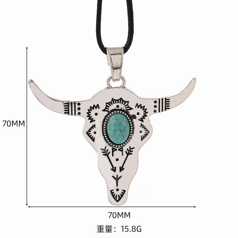 Wholesale 20pcs Vintage Turquoise Bull Head Necklace