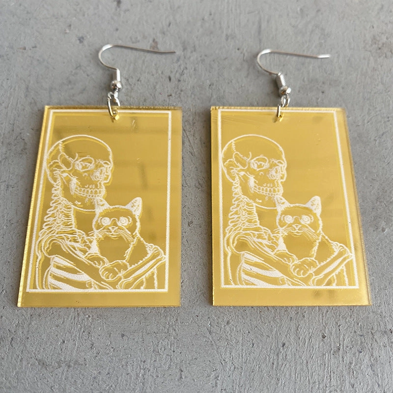 Wholesale 2pairs/pack Acrylic Skull Cat Earrings