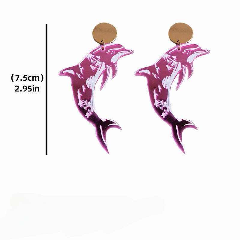 Wholesale 2pairs/pack Acrylic Summer Dolphin Holiday Earrings