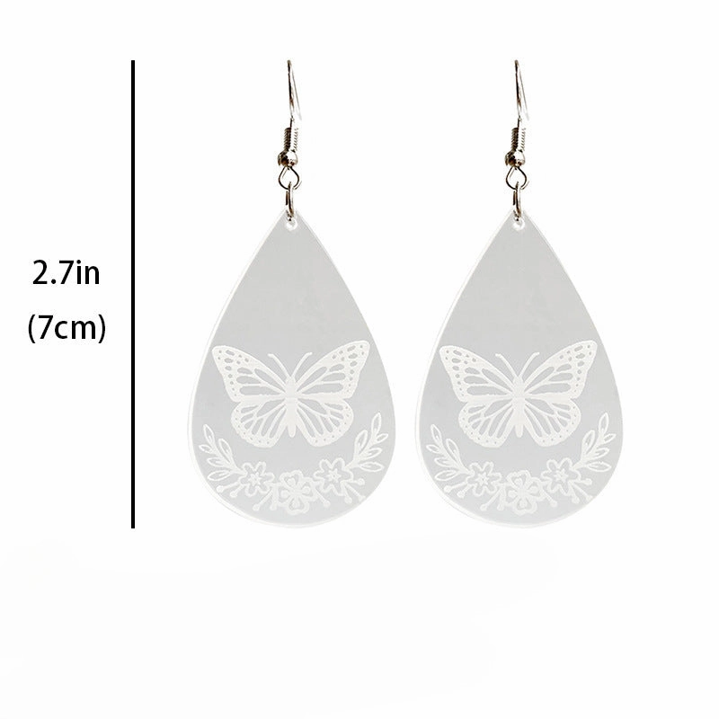 Wholesale 2pairs/pack Acrylic Transparent Water Drop Bee Butterfly Earrings