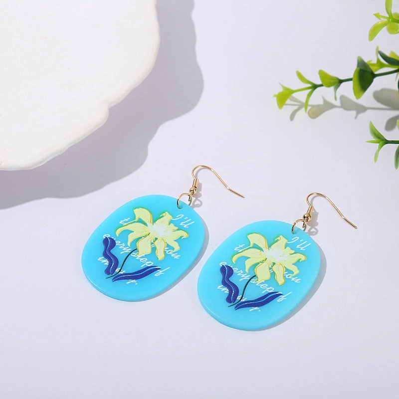 Wholesale Acrylic Purple Daisies Flowers Earrings