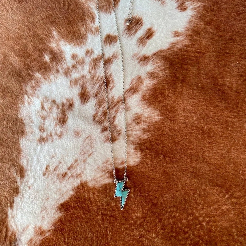 Wholesale Alloy Creative Turquoise Lightning Pendant Necklace