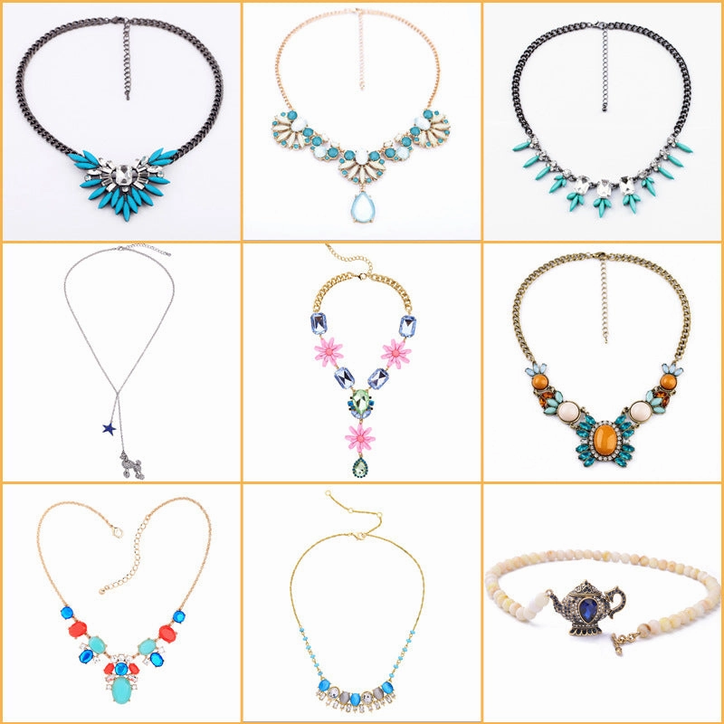 Wholesale Alloy Crystal Flower Necklace