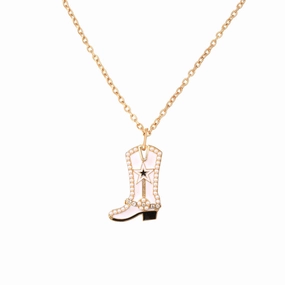 Wholesale Alloy Pearl Pendant Cartoon Diamond Boots Necklace