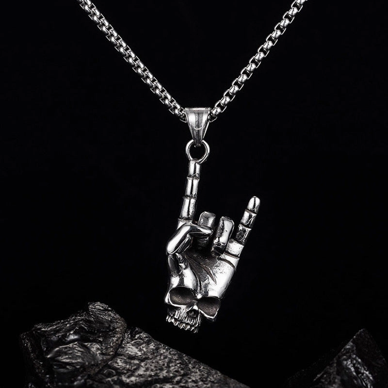 Wholesale Alloy Rock Love You Gesture Men's Pendant Necklace