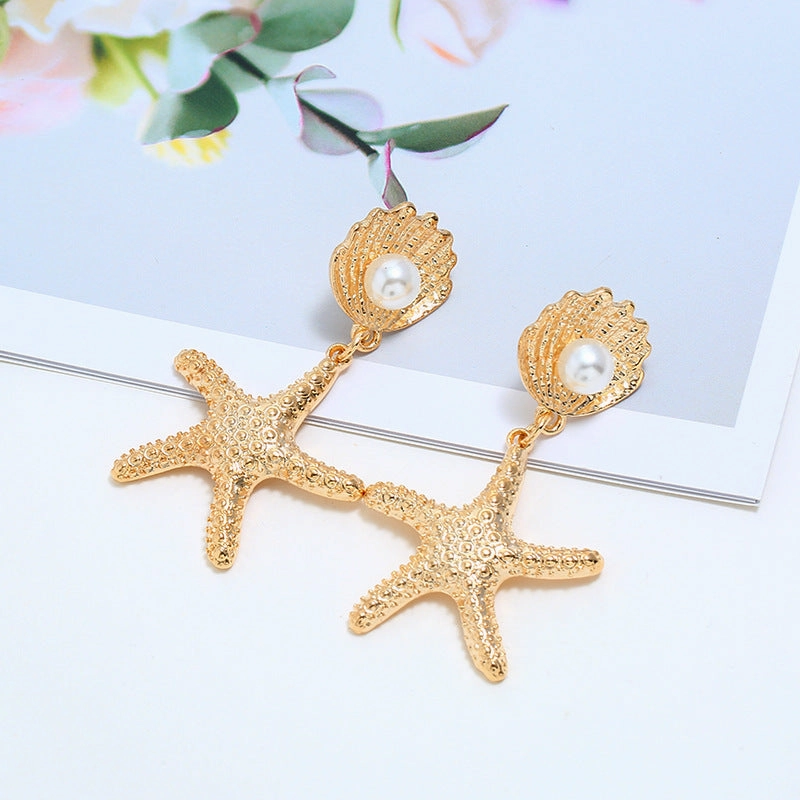 Wholesale Alloy Shell Starfish Earrings