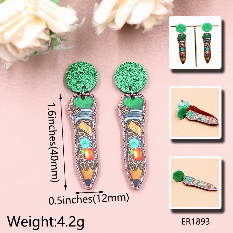 Wholesale Amazon Baseball Book Apple Personality Pencil Earrings