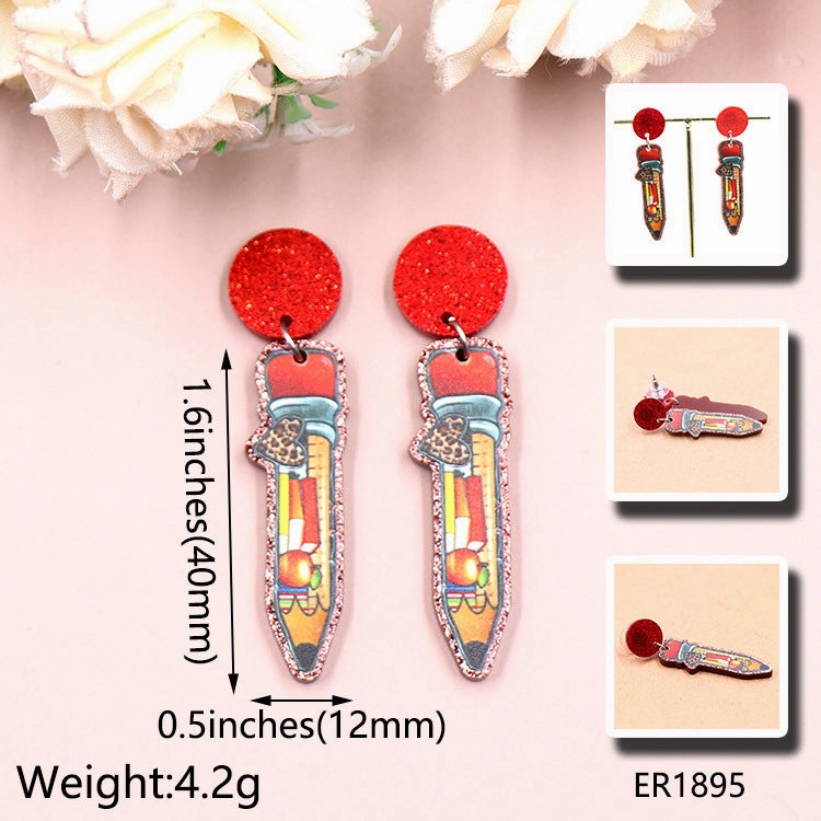 Wholesale Amazon Baseball Book Apple Personality Pencil Earrings
