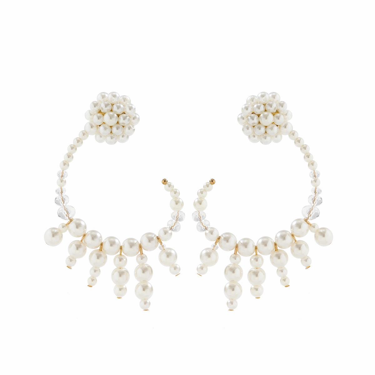 Wholesale Baroque Champagne Imitation Pearl Earrings