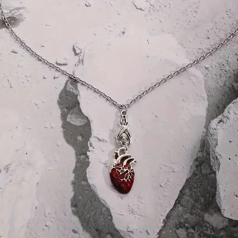 Wholesale Bat bleeding heart bohemian retro necklace