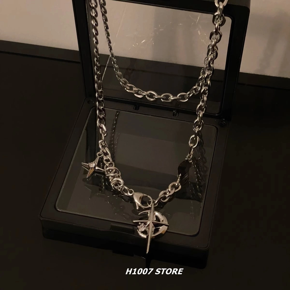 Wholesale Black gemstone star necklace