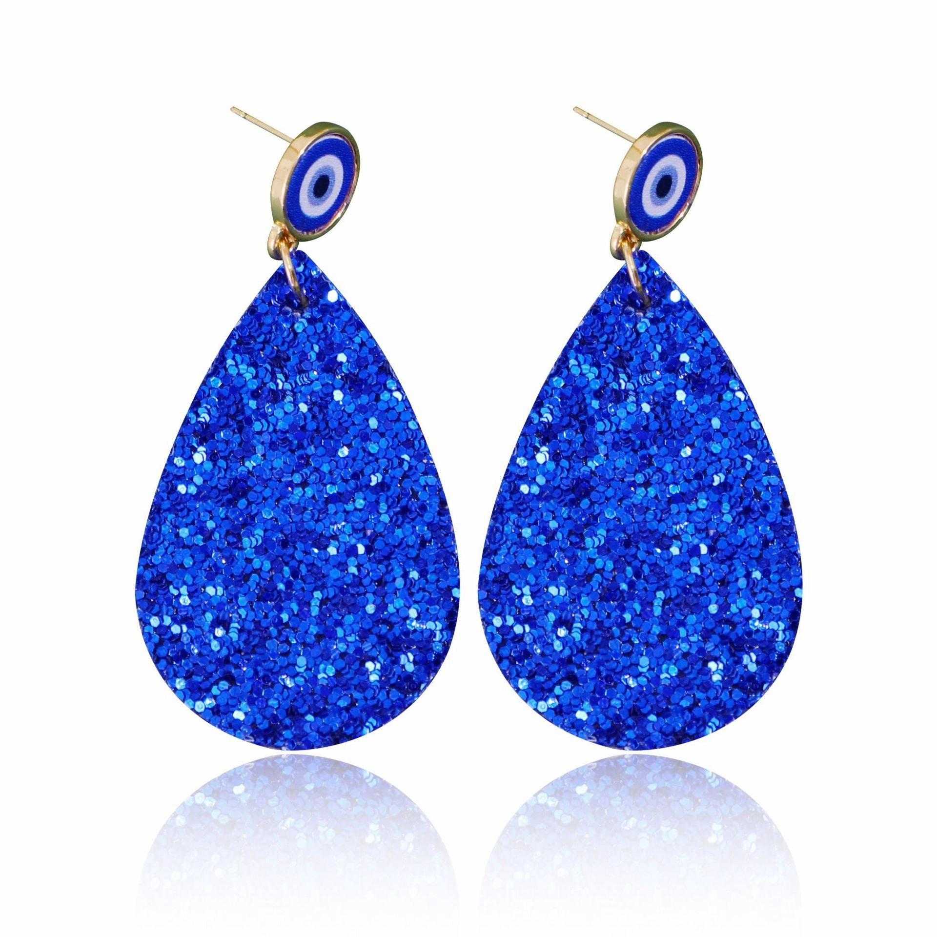 Wholesale Blue Eye Leather Earrings