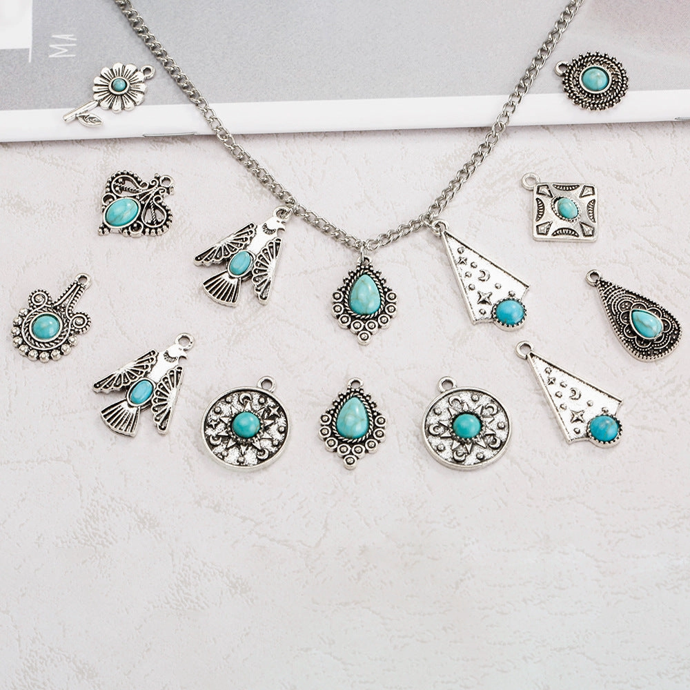 Wholesale Bohemian ethnic style turquoise inlaid necklace bracelet