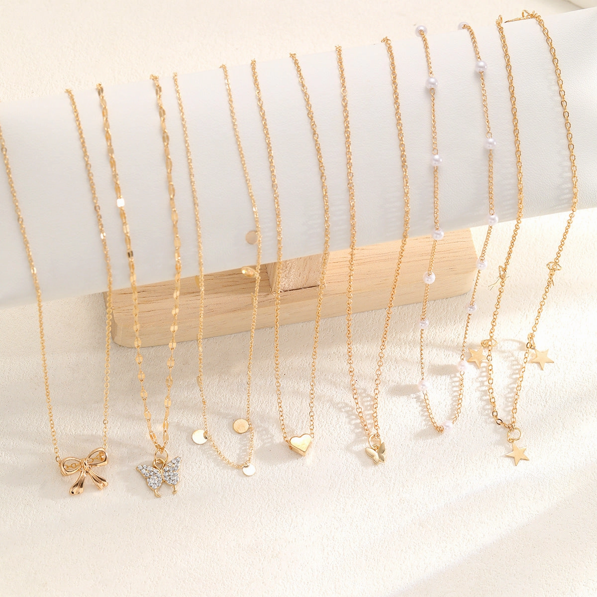 Wholesale Bow Heart Pearl Necklace 7-Piece Set