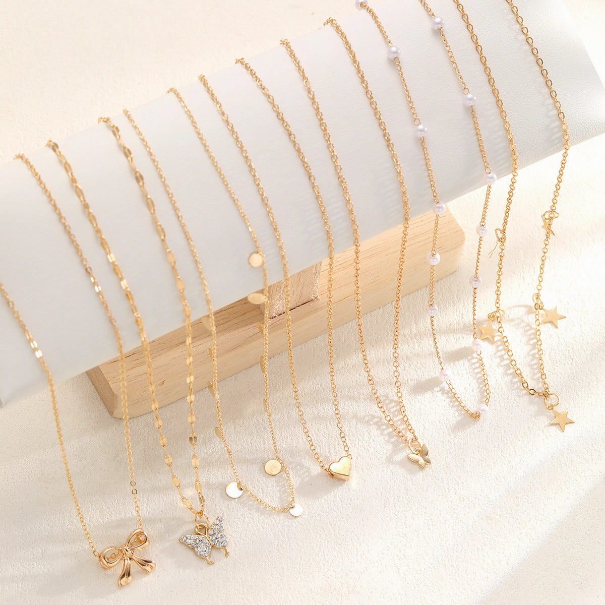 Wholesale Bow Heart Pearl Necklace 7-Piece Set