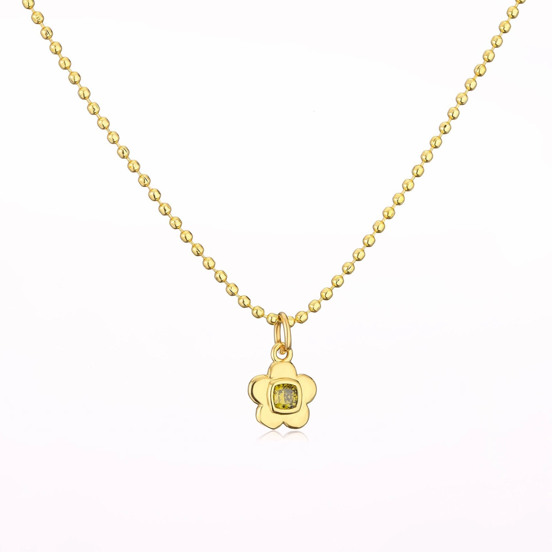 Wholesale Brass Plated 18K Gold Zircon Small Flower Creative Necklace