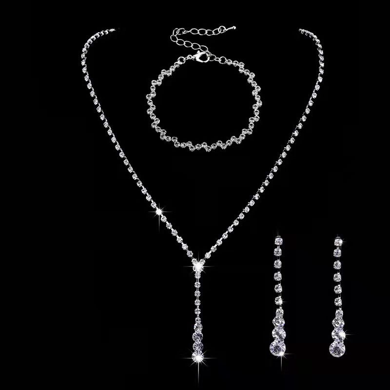 Wholesale Bridal Three-Piece Set Rhinestone Earrings