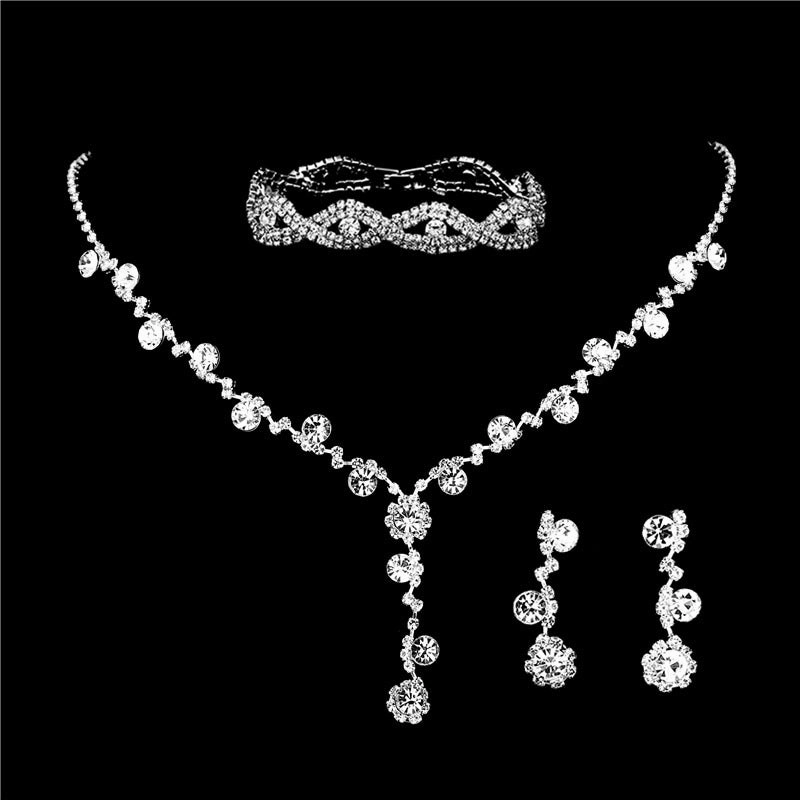 Wholesale Bridal Three-Piece Set Rhinestone Earrings