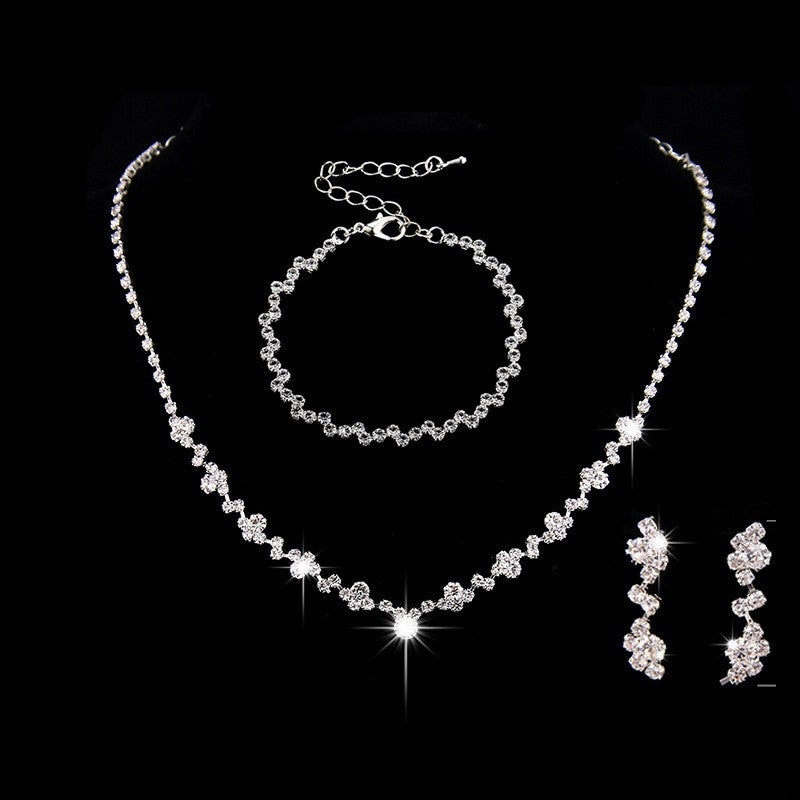 Wholesale Bridal Three-Piece Set Rhinestone Earrings