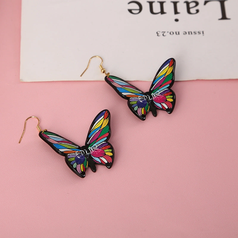 Wholesale butterfly acrylic stereoscopic colorful Earrings