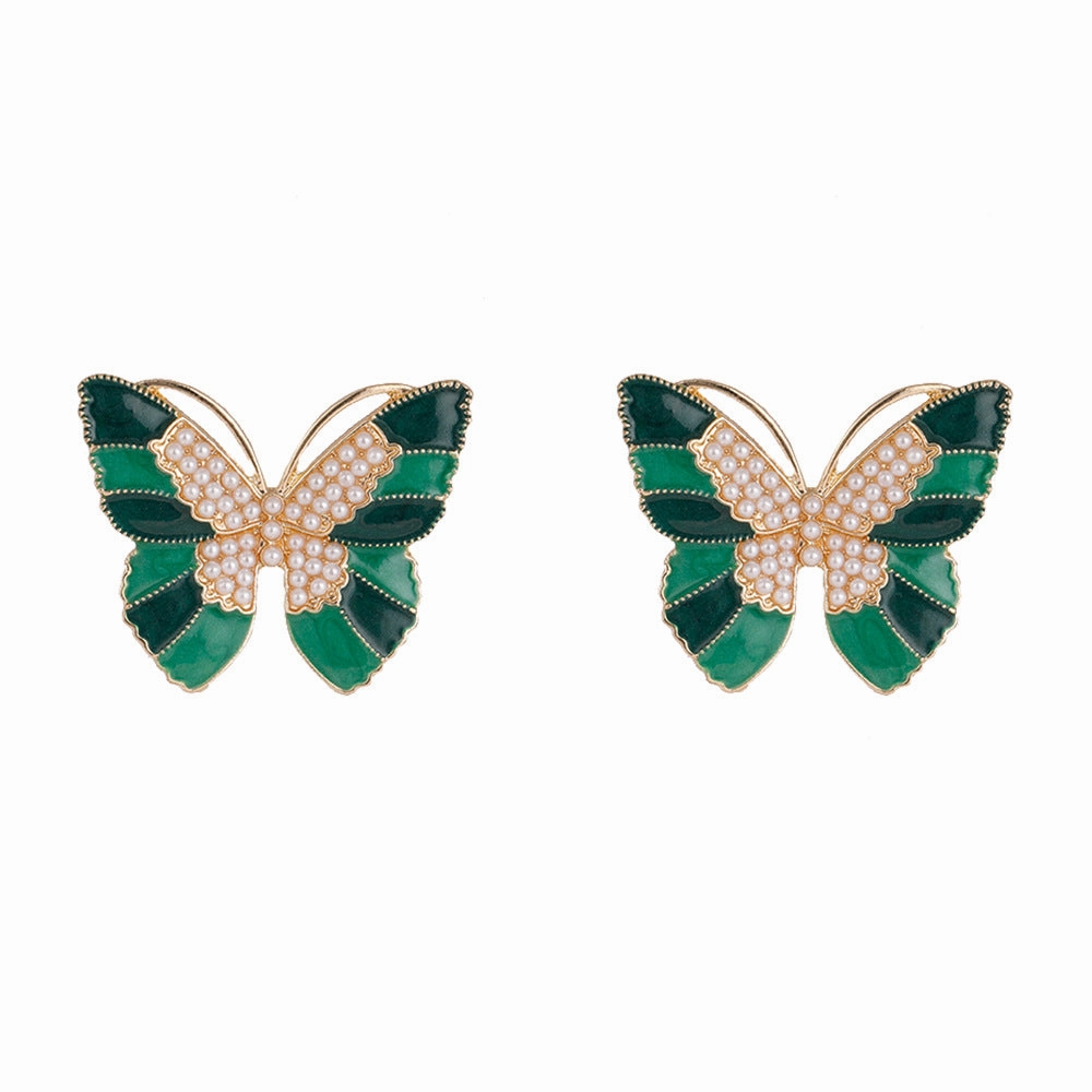 Wholesale Butterfly Pearl Zinc Alloy Earrings