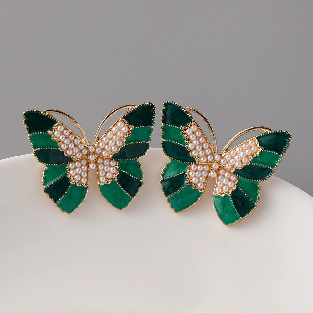 Wholesale Butterfly Pearl Zinc Alloy Earrings