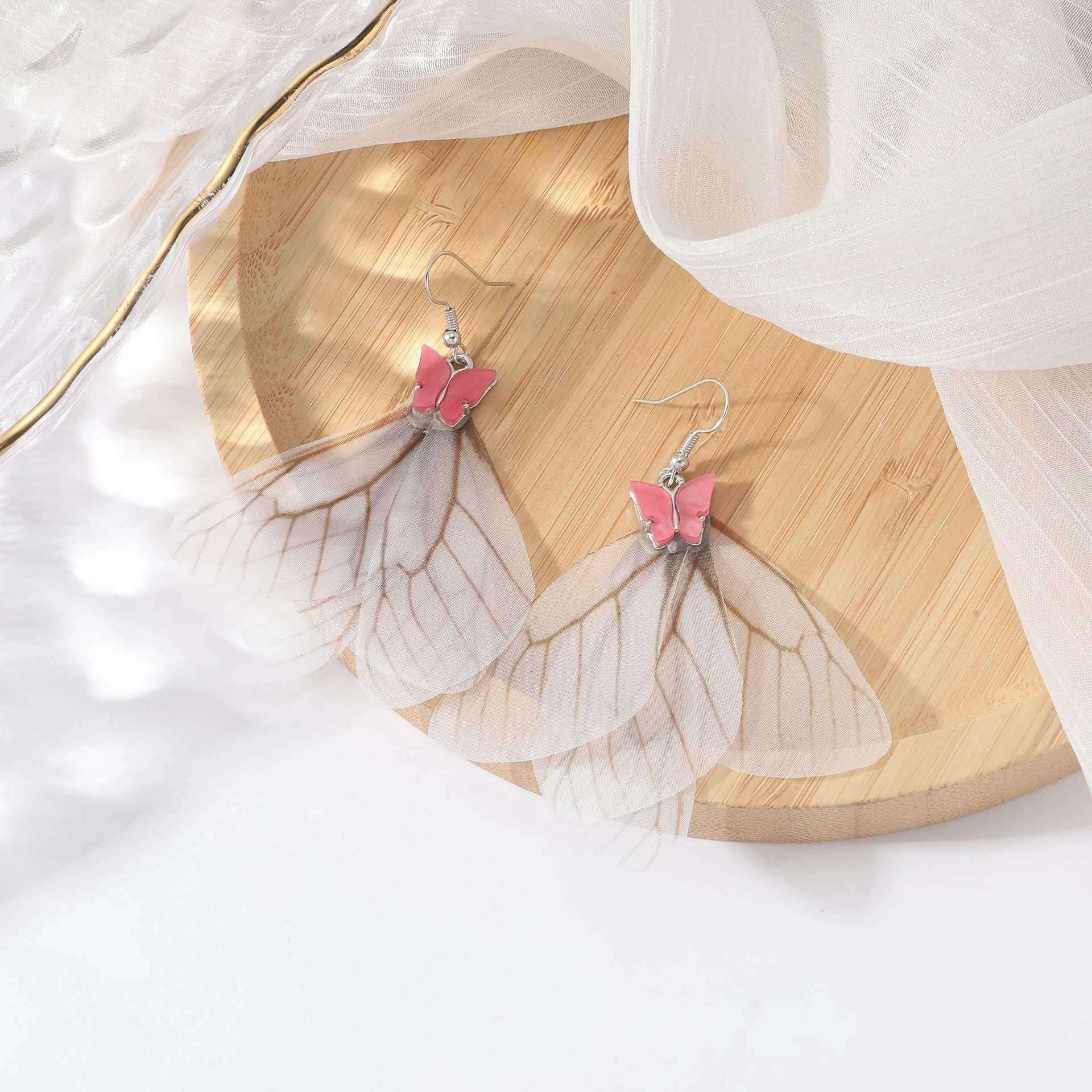 Wholesale Butterfly Wings Fringed Acrylic Earrings