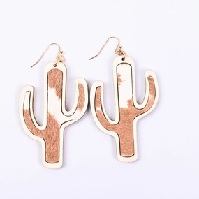 Wholesale Cactus Tree Shaped Wood Earrings