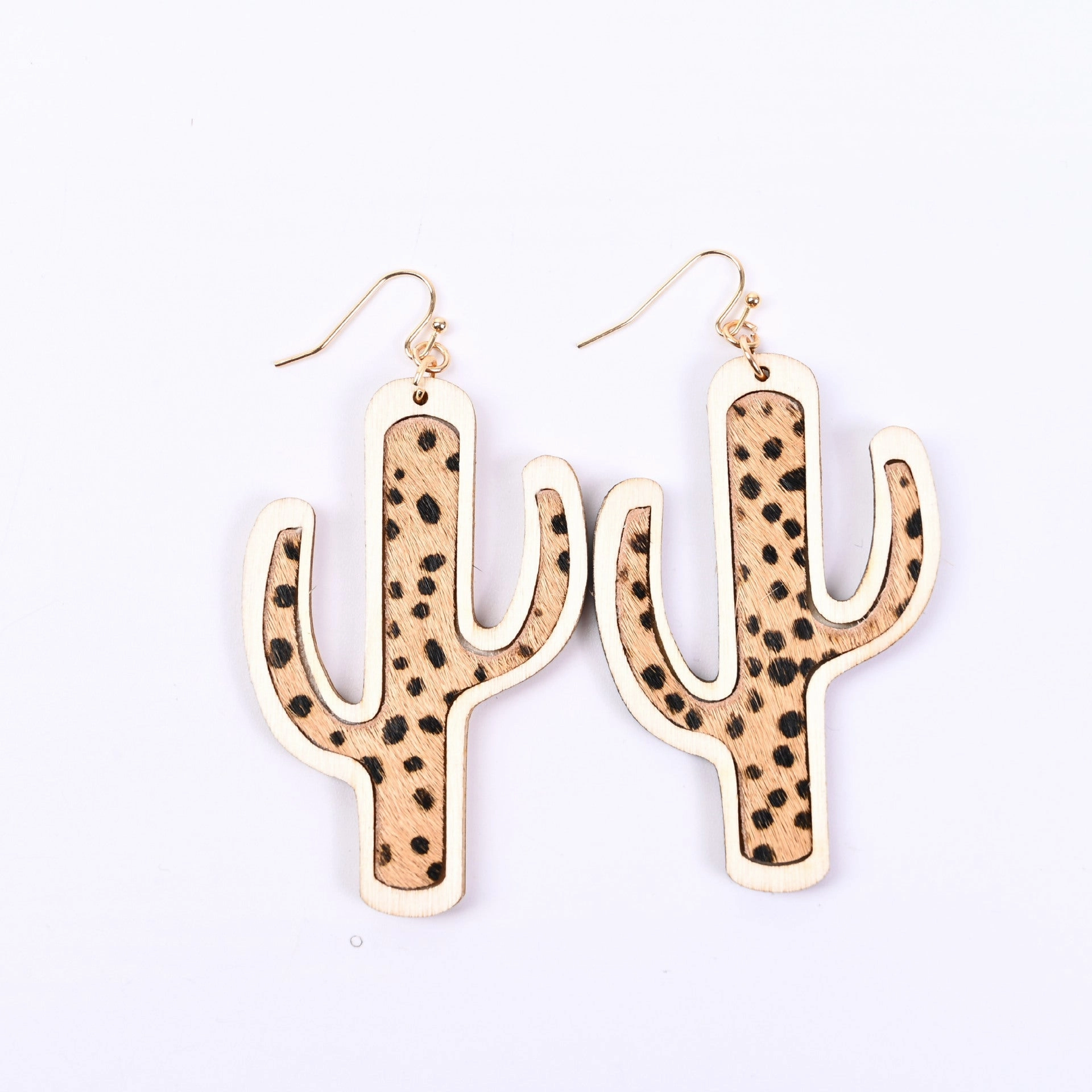 Wholesale Cactus Tree Shaped Wood Earrings