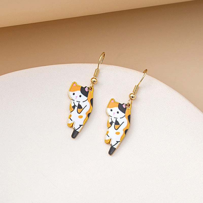 Wholesale Cartoon Cute Kitten Alloy Earrings