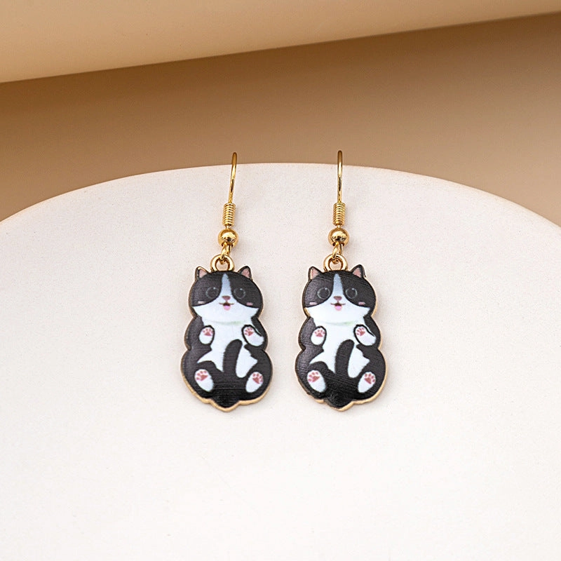 Wholesale Cartoon Cute Kitten Alloy Earrings