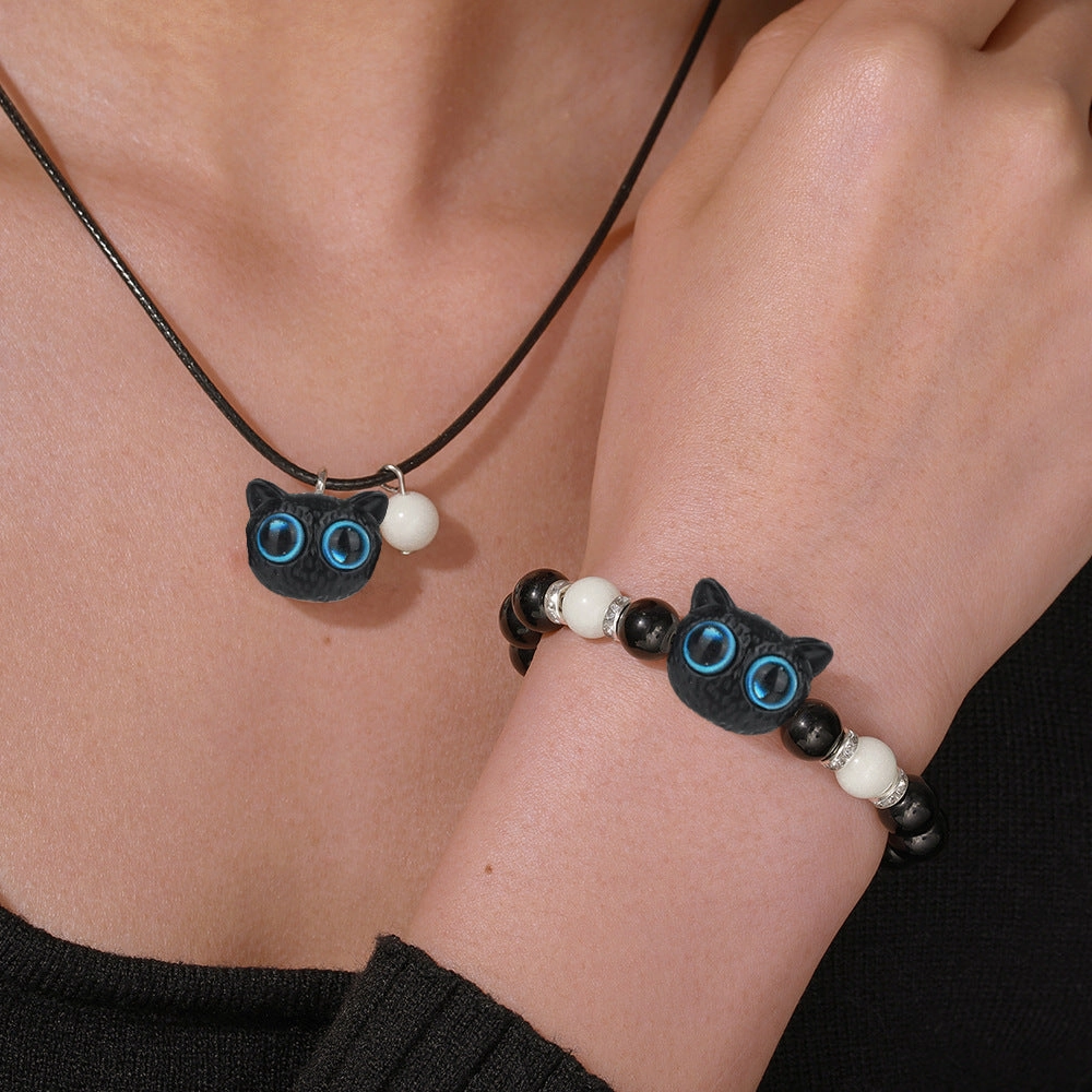 Wholesale Cartoon Kitten Luminous Bracelet Necklace