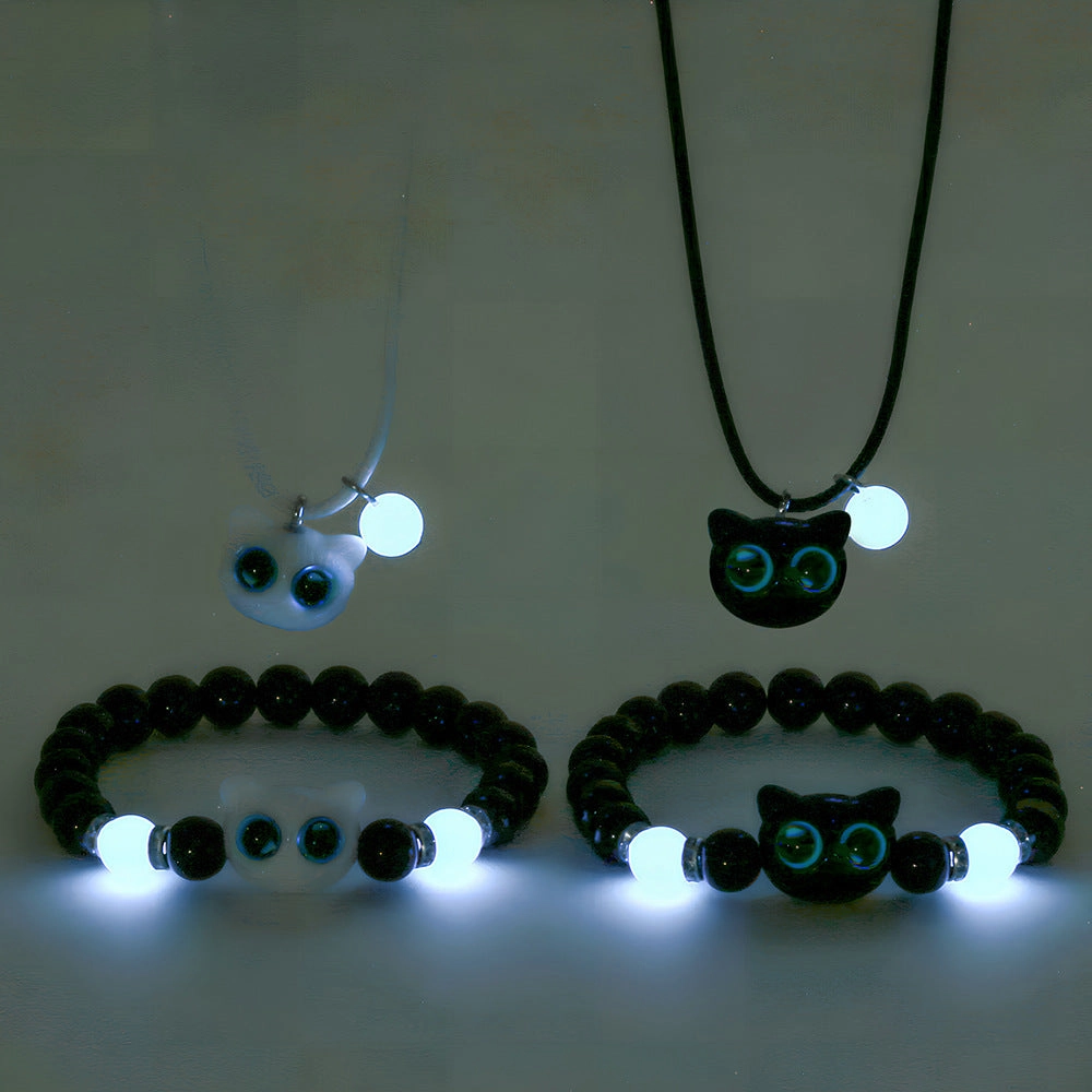 Wholesale Cartoon Kitten Luminous Bracelet Necklace