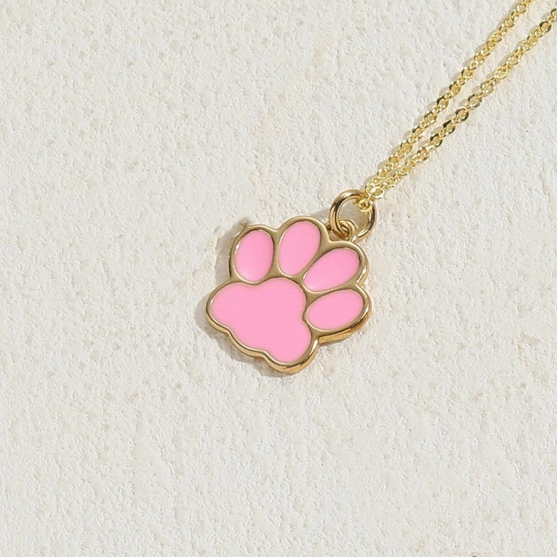Wholesale Cat Claw Feet Multi Color Pendant Copper Necklace