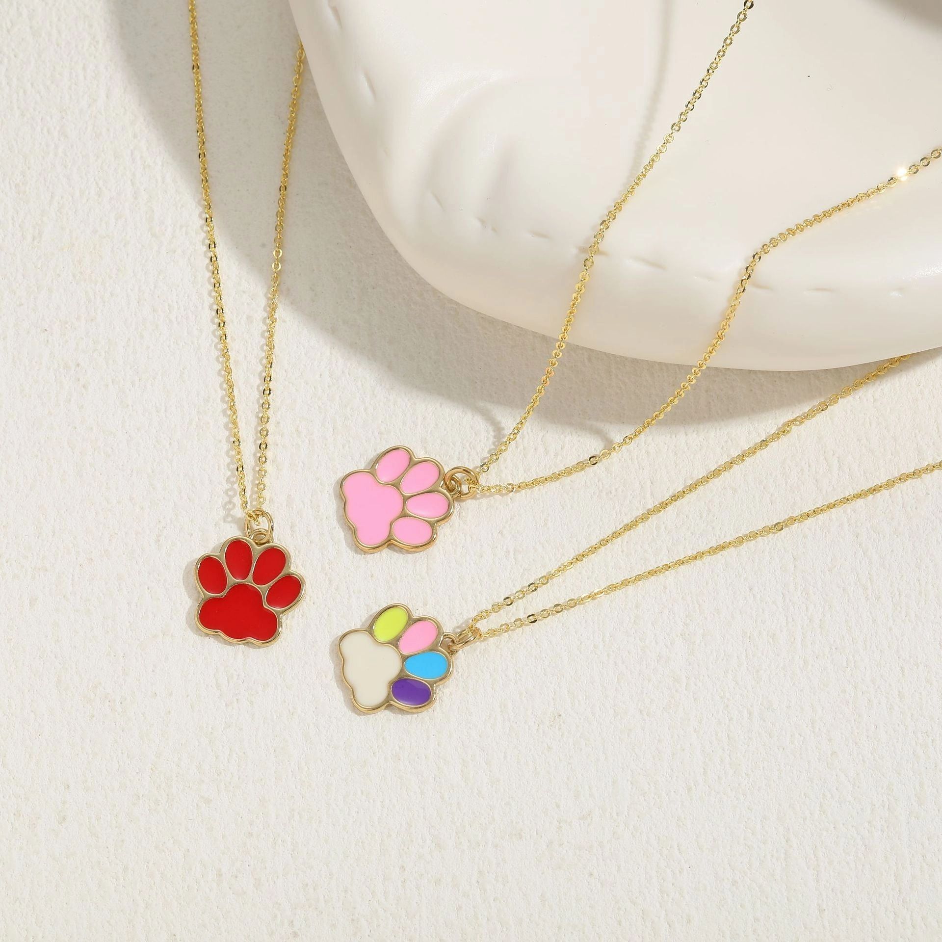 Wholesale Cat Claw Feet Multi Color Pendant Copper Necklace