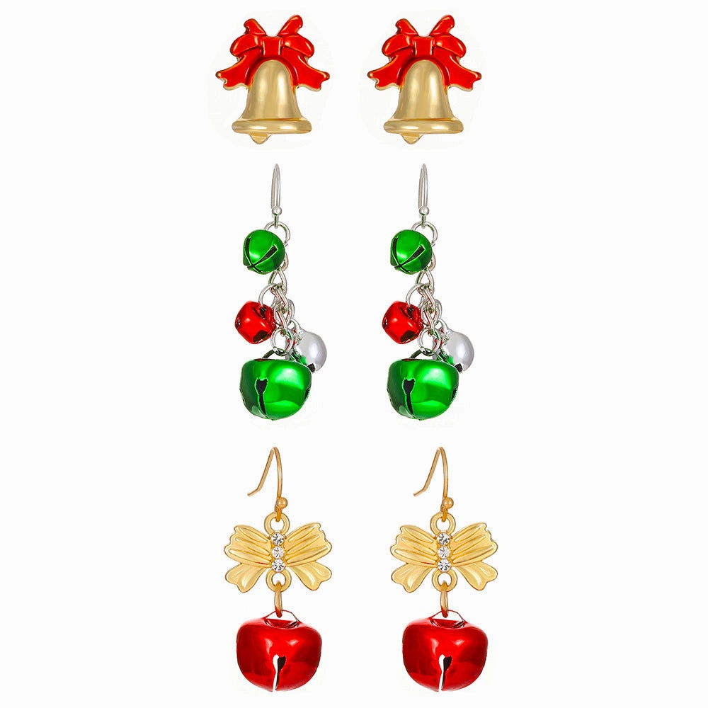 Wholesale Christmas Bell Old Man Christmas Tree Alloy Earrings