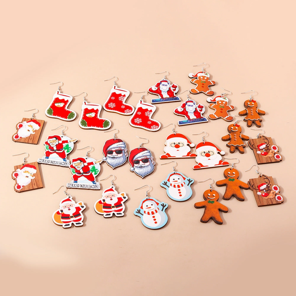 Wholesale Christmas Earrings Cartoon Creative Cute Santa Claus Snowman Plastic Earrings