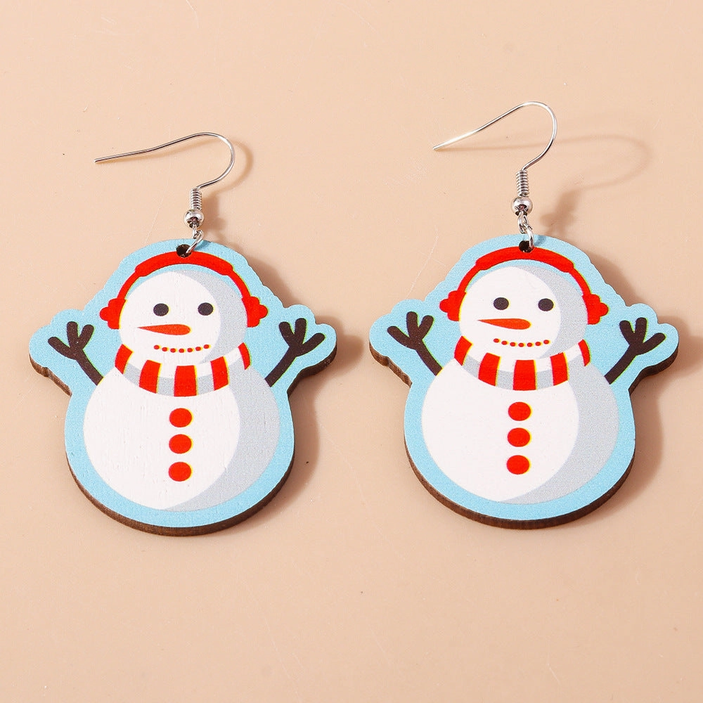 Wholesale Christmas Earrings Cartoon Creative Cute Santa Claus Snowman Plastic Earrings