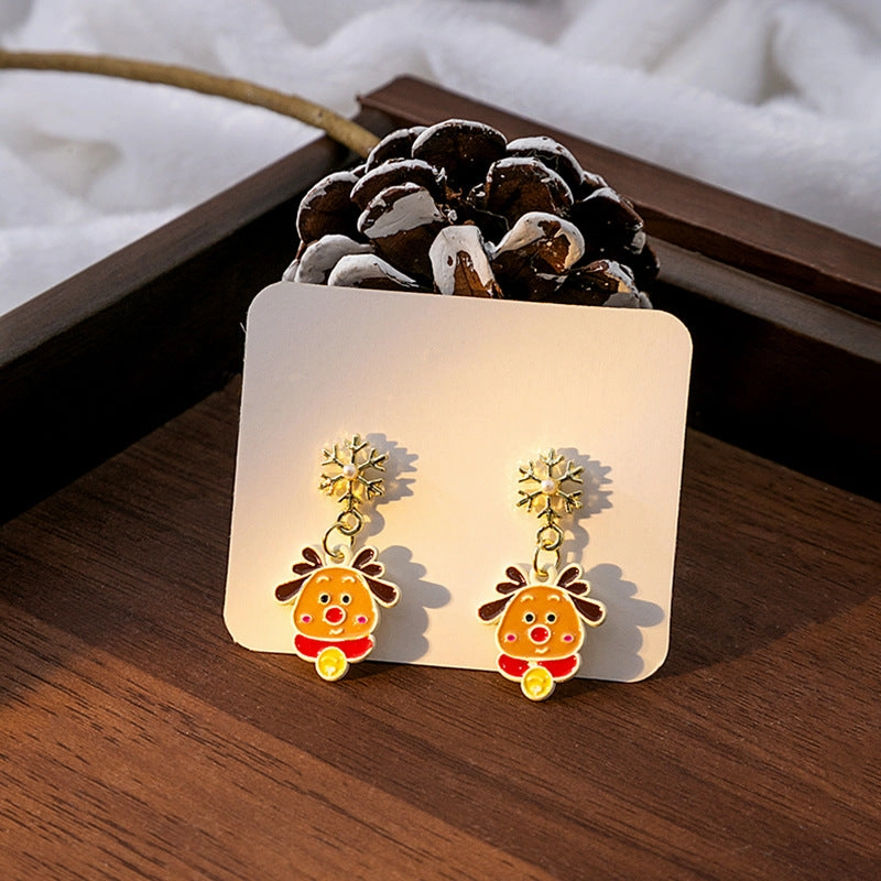 Wholesale Christmas Elk Bell Bow Santa Heart Snowflake Asymmetrical Penguin Earrings