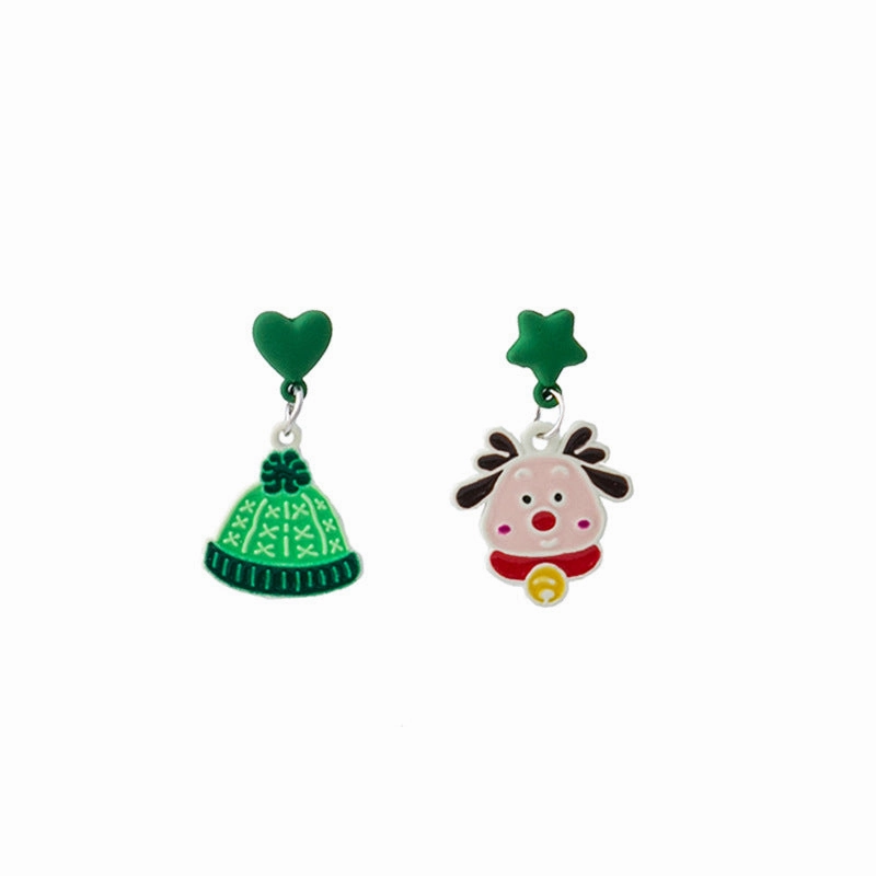 Wholesale Christmas Elk Bell Bow Santa Heart Snowflake Asymmetrical Penguin Earrings