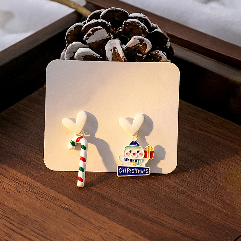 Wholesale Christmas Elk Bell Bow Santa Heart Snowflake Asymmetrical Penguin Earrings
