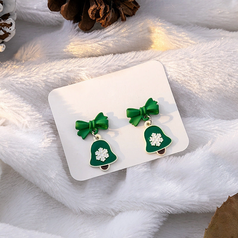 Wholesale Christmas Elk Bell Bow Santa Heart Snowflake Asymmetrical Penguin Earrings