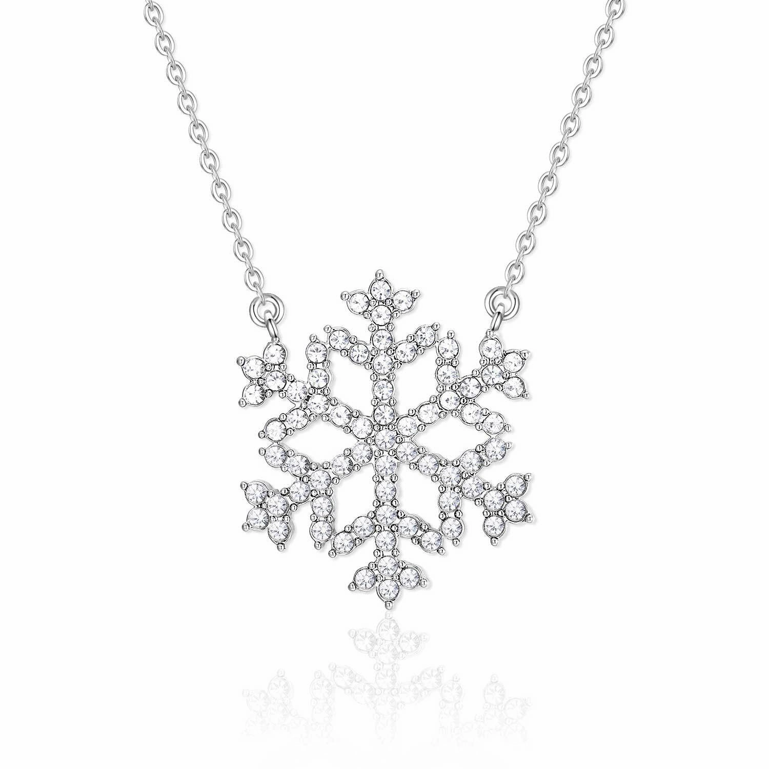 Wholesale Christmas Snowflake Full Diamond Hollow Geometric Necklace Clavicle Chain