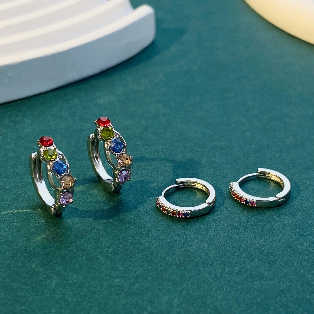 Wholesale Color Zircon Copper Earrings